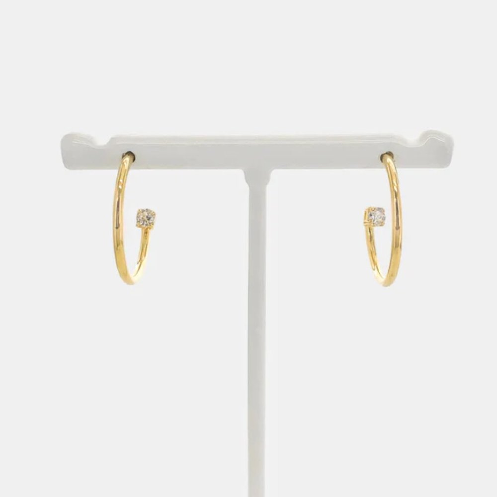 NEW 14K Gold Filled CZ Hoop Earrings - Picture 3 of 6